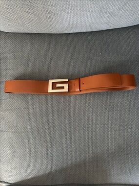 Guess Brown Leather Logo Belt